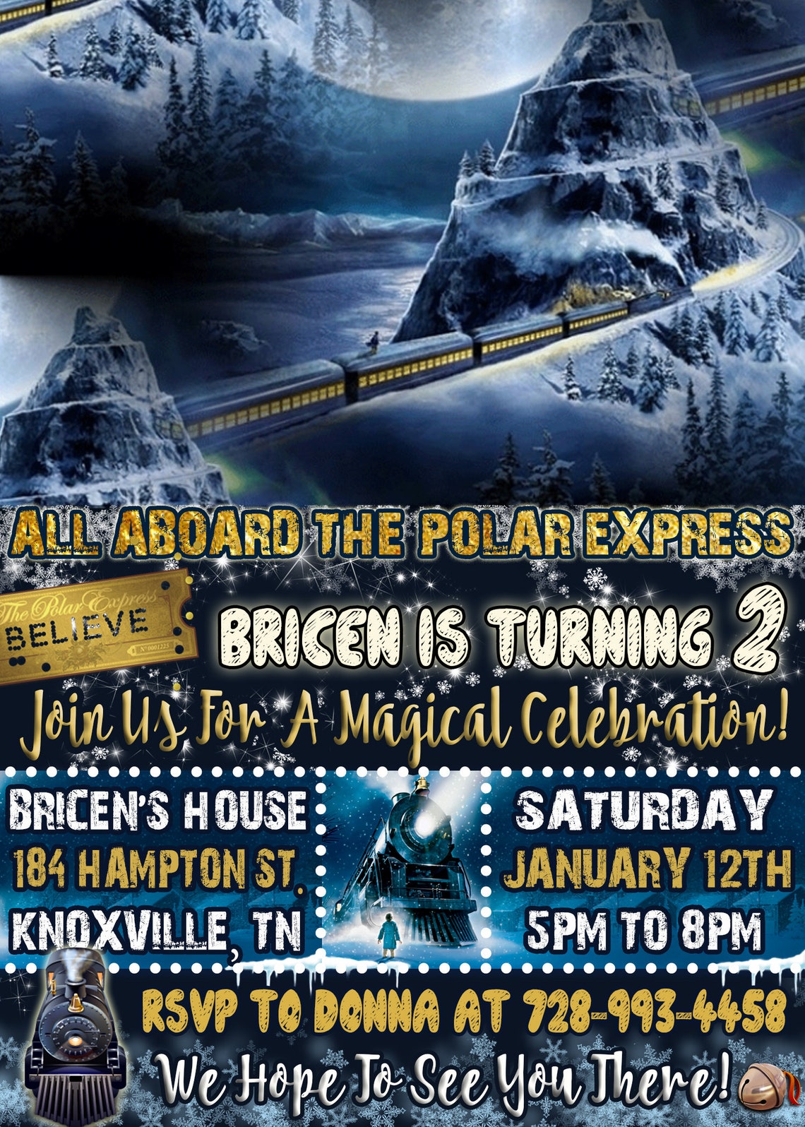 Polar Express Birthday Invitation Digital-Print Yourself | Etsy