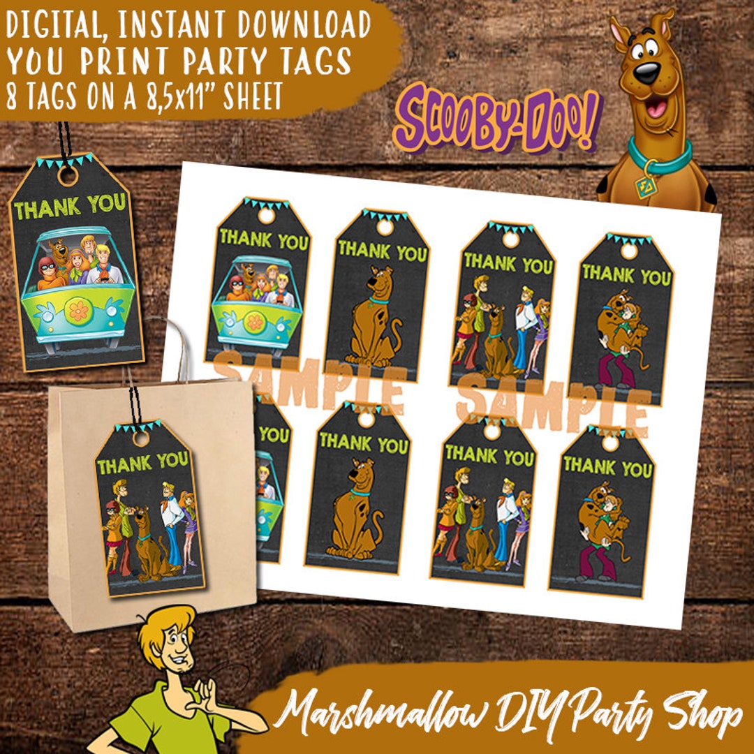 Scooby Doo Birthday Thank You Tags Digital-print - Etsy