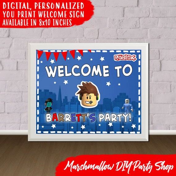 Roblox Birthday Digital Print Yourself Personalized Roblox Etsy - roblox theme party invitation personalized custom you print