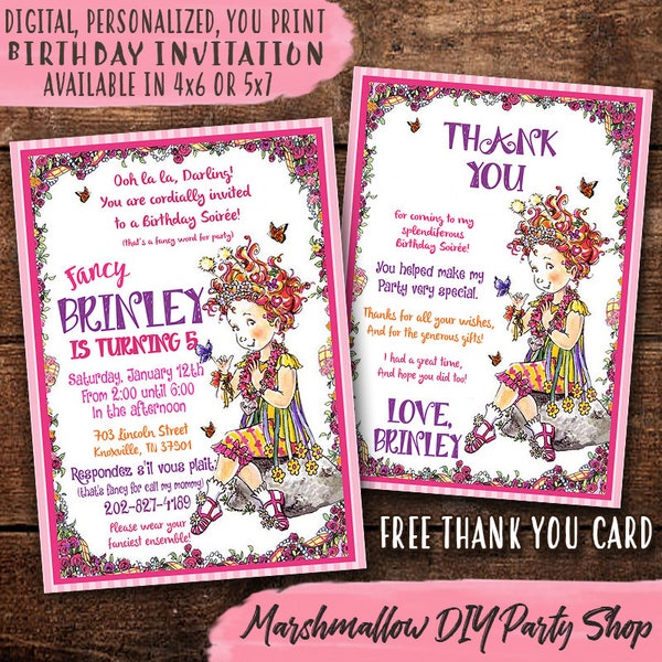 Fancy Nancy Birthday Invitation, Fancy Nancy Invite, Fancy Nancy Birthday Party, Digital-Print Yourself Fancy Nancy Party Invitation