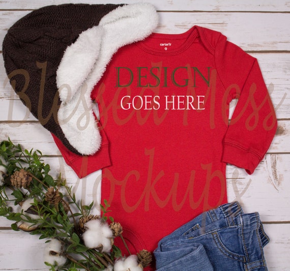 Download Free Baby Mockup Red Body Suit Mockup Carters Infant Red Psd Free Mockup 3d Free Design Resources PSD Mockup Templates