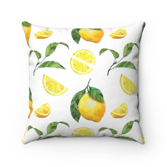 Loveliest Lemon Pattern Square Pillow 