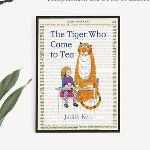 Printable &#39;The Tiger Who Came To Tea&#39; Book Art Print, Kids Room Wall Art, Nursery Decor, Judith Kerr