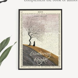 Wuthering Höhen Druck Auf Antiken &#39;Bronte&#39; Seite, Buch Cover Kunst, Last Minute Geschenk Emily Brontë Fan, Buchclub Geschenke