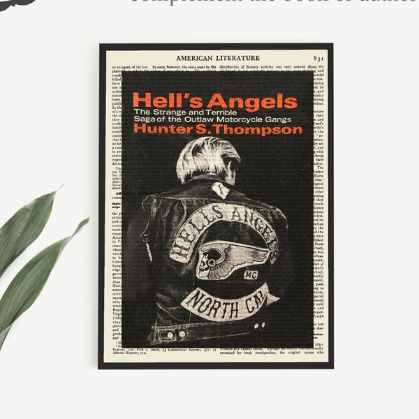 Télécharger instantanément 'Hell's Angels' Book Cover Art Print, Hunter S Thompson Poster Wall Art, Gifts for Him, Motorcycle Gifts , Motorcycle Art
