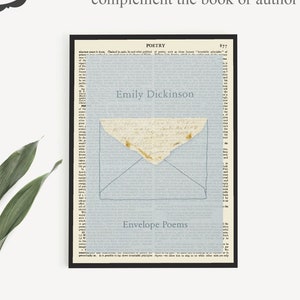 Wydrukuj okładkę książki „Wiersze kopertowe”, plakat Emily Dickinson na stronie encyklopedii, natychmiastowe pobranie prezentów z poezją angielską
