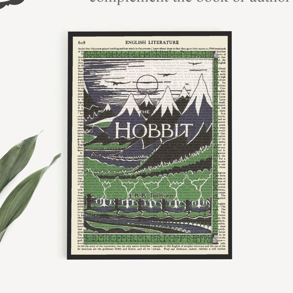 Sofort Download 'Der Hobbit' Buch kunstdruck auf einer antiken Britannica Seite, J R R R Tolkien Druck, Bucheinband Kunstdrucke