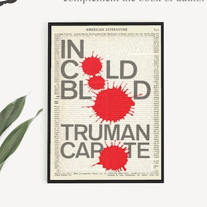 Printable 'In Cold Blood' Book Cover Print on a Vintage Encyclopedia Page, Truman Capote Poster, Bookish Gifts, Literature Posters