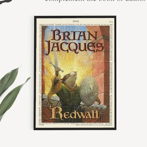 Printable &#39;Redwall&#39; Book Art on Old Encyclopedia Page, Brian Jacques Poster, Boys Room Wall Art Print, Kids Room Digital Prints, Kids Books