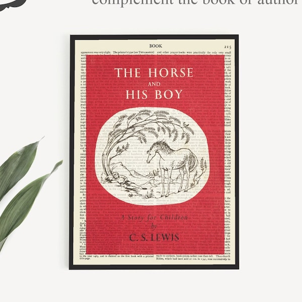 Printable 'The Horse And His Boy' Book Cover Print on Vintage Page, C S Lewis Poster Print, Nursery Decor Wall Art Prints, Classroom Poster