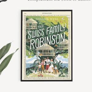 Printable 'Swiss Family Robinson' Book Cover Art, Desert Island Wall Art Poster Prints, Literary Home Decor, Childrens Adventure Book Prints