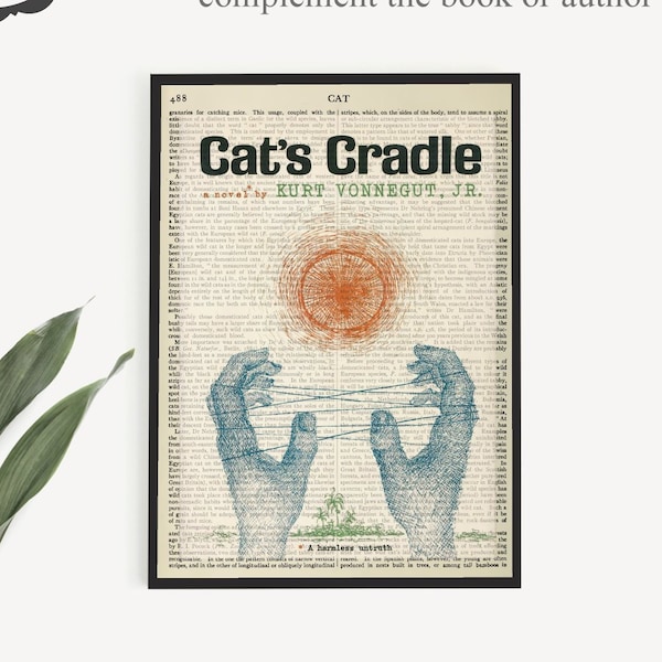 Cat's Cradle Downloadable Book Cover Poster Print by Kurt Vonnegut Jnr, Printable Last Minute Gift Idea For Reader or Writer
