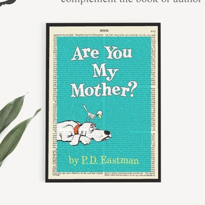 Printable &#39;Are You My Mother&#39; Book Cover Poster Print on Old Page, Childrens Book Art, Boys Room Wall Art, Kindergarten Classroom Wall Art