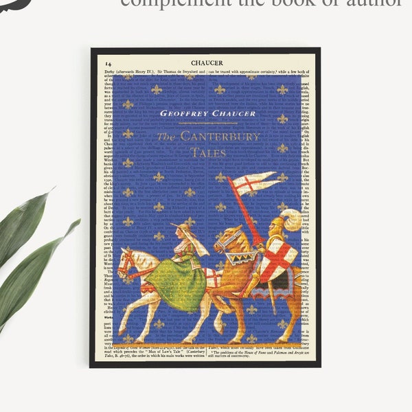 An Instant Download 'The Canterbury Tales' Book Poster on a Vintage Encyclopedia Britannica Page from 1911, Geoffrey Chaucer Wall Art Prints