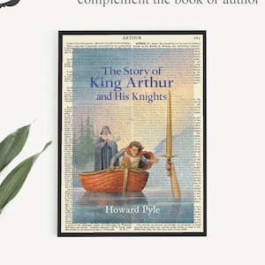 Printable &#39;King Arthur and his Knights&#39;, Cover Print on Old Page, Kids Room Wall Art Decor Poster, Affordable Children&#39;s Book Classroom Art