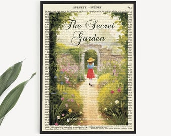 Couverture de livre imprimable « Le jardin secret », impressions d'affiches littéraires, idées cadeaux livres, Frances Hodgson Burnett, impression déco pour chambre d'enfant