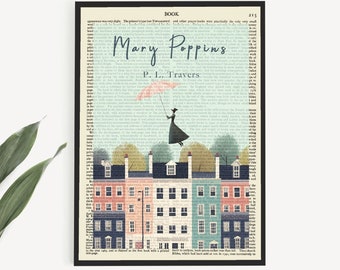 Printable &#39;Mary Poppins&#39; on Antique Encyclopaedia Page, P L Travers Poster Print, Affordable Kids Room Wall Art, Last Minute Kids Gift