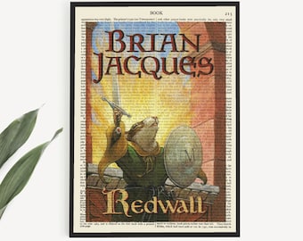 Printable 'Redwall' Book Art on Old Encyclopedia Page, Brian Jacques Poster, Boys Room Wall Art Print, Kids Room Digital Prints, Kids Books