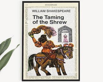 Printable 'The Taming Of The Shrew' Play Book Cover Wall Art Print, Shakespeare Poster, Drama Room Theatre Gift Ideas,School Classroom Decor