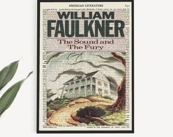 Downloadable 'The Sound And The Fury' Print on an Old Encyclopaedia Page from 1911, William Faulkner Poster Prints, American Literature Gift