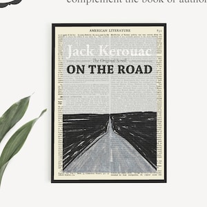 Printable 'On The Road' Book Cover Print, Vintage Jack Kerouac Poster Print, Beatnik Generation Art, Road Trip Gift For Dad, Office Wall Art