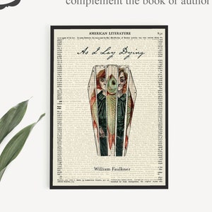 A Printable &#39;As I Lay Dying&#39; Book Poster on an Antique Page from 1911, William Faulkner Poster, Home Study Decor, Living Room Wall Art