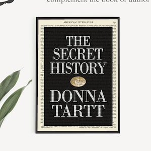 Downloadable &#39;The Secret History&#39; Book Cover Print on an Old Page, Donna Tartt Poster, Literature Gift, Bookish Gift, Literary Wall Art