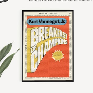Capa do livro &#39;Breakfast Of Champions&#39; para impressão, pôster de Kurt Vonnegut, arte de parede para escritório em casa, ideia de presente literário, decoração de dormitório