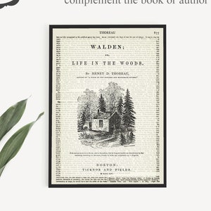 Printable 'Walden - Life In The Woods' Print on a Vintage 1911 Encyclopaedia Page, Henry David Thoreau Print, Cabin Living Room Decor