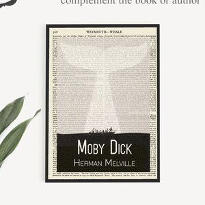 Printable Moby Dick Book Cover Print on a scanned 1911 Vintage Encyclopaedia Page, Herman Melville Moby Dick Poster, Printable Wall Art Gift