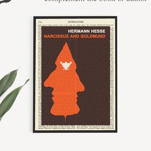 Printable &#39;Narcissus and Goldmund&#39; Book Poster Print on Old Encyclopedia Page, Hermann Hesse Poster, Home Study Wall Art, Literary Decor