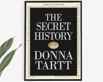 Downloadable 'The Secret History' Book Cover Print on an Old Page, Donna Tartt Poster, Literature Gift, Bookish Gift, Literary Wall Art