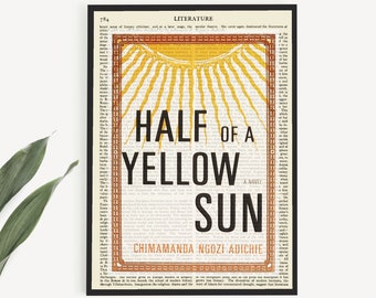 Printable 'Half Of A Yellow Sun' Book Cover Print on Old Page, Printable Gifts for Book Lover, Chimamanda Ngozi Adichie Poster Print