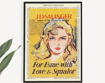 Ein druckbarer Buchcover Wand Kunst Druck von J D Salinger 'For Esme With Love And Squalor', Literatur Poster, Wohnzimmer oder Home Office Dekor