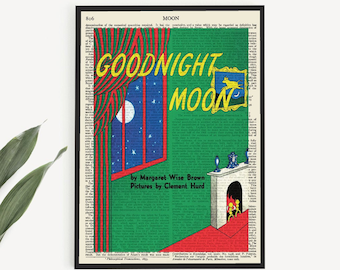 Printable 'Goodnight Moon' Book Cover Poster Print, Childrens Book Wall Art Decor for Kids Nursery/ Playroom, Book Themed Baby Shower Prints