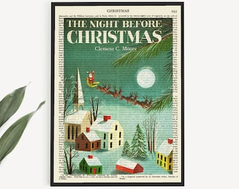 Printable 'The Night Before Christmas' Book Cover Poster Print, Christmas Decor, Wall Art Print For Kids Room, Printable Gift Ideas