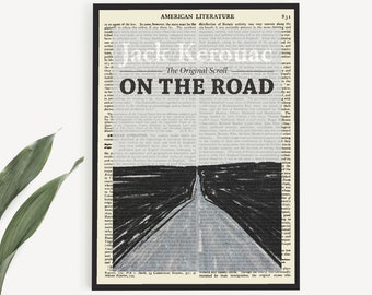 Printable 'On The Road' Book Cover Print, Vintage Jack Kerouac Poster Print, Beatnik Generation Art, Road Trip Gift For Dad, Office Wall Art