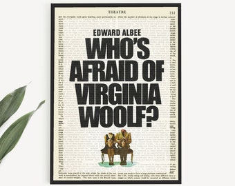 Who's Afraid of Virginia Woolf Printable Book Cover Poster Print, Living Room Literary Wall Art Print, Bookish Gifts for Actor, Theatre Play