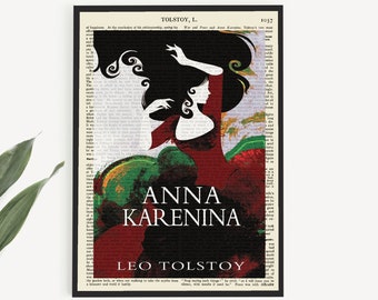 Anna Karenina Printable Book Cover Art, Tolstoy Prints Literary Art Poster, On 1911 Encyclopaedia Page, Russian Literature Gift