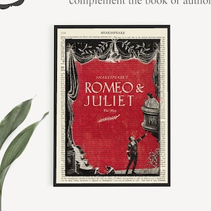 Romeo und Julia spielen Buch Cover Kunstdruck, Shakespeare Kunst Geschenk für Englisch Lehrer, Wand Kunst Druck, Romantisches Valentinstag Geschenk
