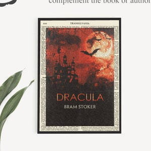 Dracula Instant Download Print, Bram Stoker&#39;s Dracula Book Cover On Encyclopedia Page, Dracula Print, Last Minute Halloween Hostess Gift