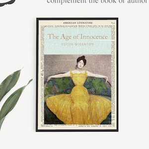 Downloadable &#39;The Age Of Innocence&#39; on Vintage Page, Edith Wharton Poster, Bookcase Decor Art Print, Book Lover Gifts, Printable Wall Art