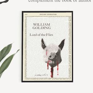 Ein druckbarer &#39;Lord Of The Flies&#39; Buchumschlag Druck auf Enzyklopädie-Seite, William Golding Druck, Lord Of The Flies Poster, Buch Kunstdrucke