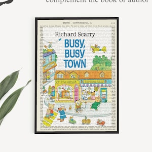Downloadable &#39;Busy Busy Town&#39; Book Cover Prints  on Encyclopaedia Page from 1911, Richard Scarry Poster Print, Boys Nursery Wall Art Decor