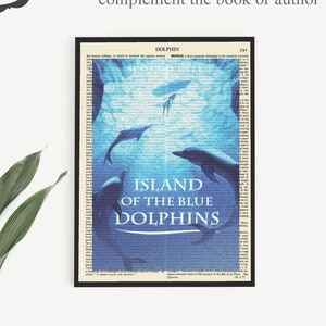 Póster imprimible de portada de libro 'La isla de los delfines azules', impresión de arte de pared para el aula, impresiones para la educación en el hogar, impresión para el dormitorio de adolescentes y adultos jóvenes