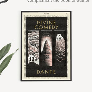 Printable &#39;The Divine Comedy&#39; Book Cover Poster, Dante Alighieri Print, Italian Gift Ideas, Literary Gifts, Study Wall Art, Library Decor