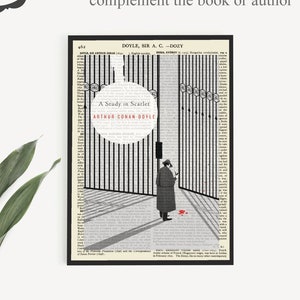 Printable &#39;A Study In Scarlet&#39; Art Print, Sherlock Holmes Prints, Book Cover Wall Art, Instant Download Home Decor, Literary Decor Poster