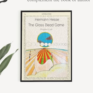 A Printable &#39;The Glass Bead Game&#39; Book Cover Poster on Vintage Page, Hermann Hesse Print, Printable Wall Art, Literary Gifts For Book Lover
