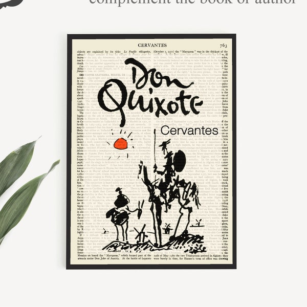 Printable Don Quixote Book Cover Page On Old Cervantes Encyclopedia Page, Instant Download, Ideal Gift for Book Lover, Printable Gift