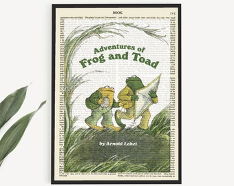Printable 'Frog and Toad' Book Poster Print on Old Encyclopaedia Page, Kids Room Decor, Children's Book Wall Art Gift, Classroom Wall Decor